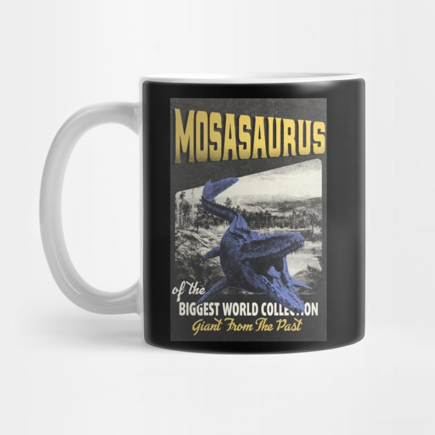 Mosasaurus Retro Art - The Biggest World Collection / Giant From The Past by LMW Art